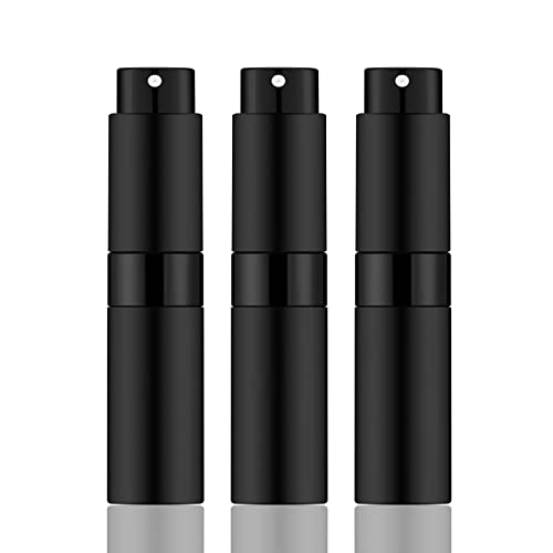IRON BILL 8ML Mini Atomizer Perfume Travel (Matte Black) Refillable Bottle Portable Spray Bottle for Cologne and Perfume (3pcs)