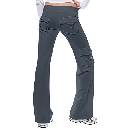 Wirziis Cargo Pants Women High Waisted Stretchy Yoga Pants Comfy Bootcut Lounge Pants Baggy Wide Leg Sweatpants with Pockets