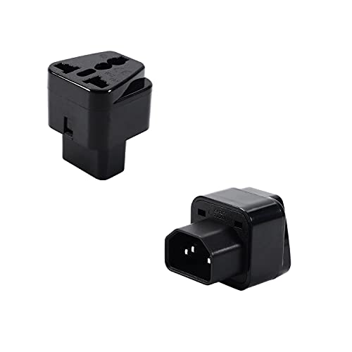 Fielect 3Pcs WD-320 C14 Male to Universal Female Socket Power Adapter AC110-250V 10-16A C14 to Universal Power Socket Converter, Black