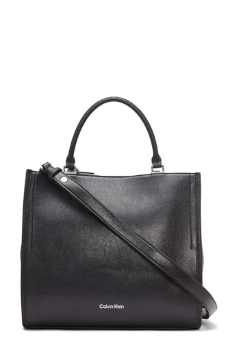 Calvin Klein Sophia Triple Compartment Tote, Black/Silver Waxed PU Emboss