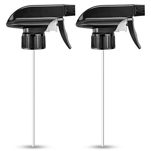 Wedama 2 Pack Black Trigger Sprayers Replacement Spray Nozzles with Mist Stream Sprayer for 8oz/16oz Glass Spray Bottles for Home, Kitchen, Garden and Office