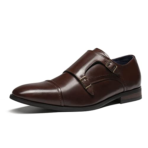 Bruno Marc Men's Dress Loafer Shoes Monk Strap Slip On Loafers Brown Size 12 M US Hutchingson_2