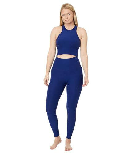 Beyond Yoga Spacedye High Waisted Midi Leggings - Polyester-Spandex Blend Fabrication - Flatlock Seams Deep Ocean Heather LG (US Women's 10-12) One Size
