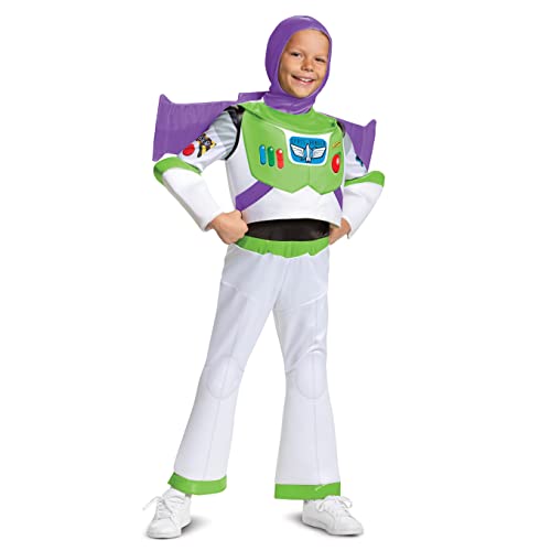 Disguise Disney Pixar Buzz Lightyear Toy Story 4 Deluxe Boys' Costume, White, X-Small (3T-4T)