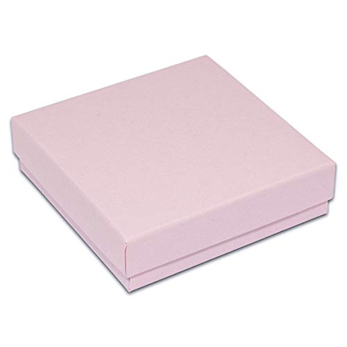 TheDisplayGuys 100-Pack #33 Cotton Filled Cardboard Paper Jewelry Box Gift Case - Pink (3 1/2' x 3 1/2' x 1')