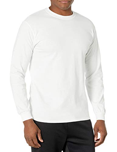 Gildan Men's Ultra Cotton Long Sleeve T-Shirt, Style G2400, White, Small