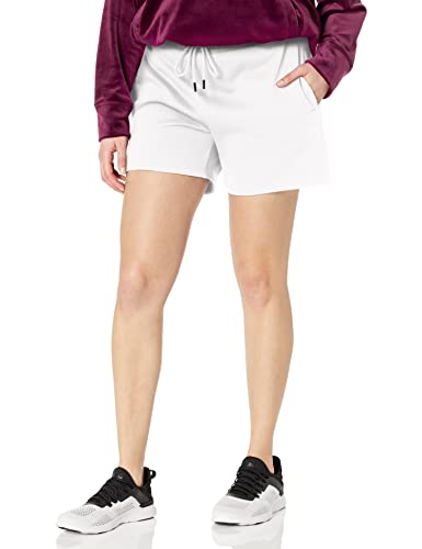 DKNY Women's High Waist Sport Active Logo Shorts, White, Large