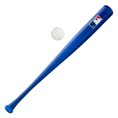 Franklin Sports Plastic Baseball Bat + Ball Set - MLB Kids Lightweight 30' Youth Blue