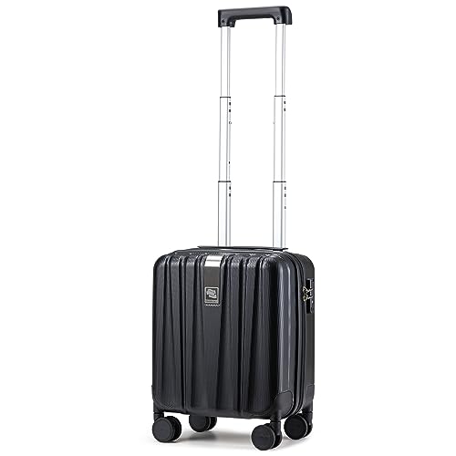 Hanke 14 Inch Underseat Carry On Luggage with Wheels Hard Shell Suitcases Carry On Bag Lightweight Small Mini Suitcase Tsa Luggage for Travel.（Jet Black）