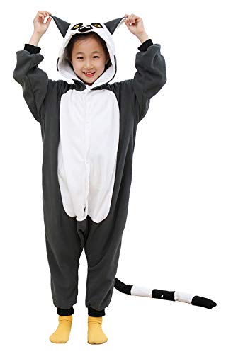 Kids Animal Onesie Pajamas lemur Costume for Girl 4T