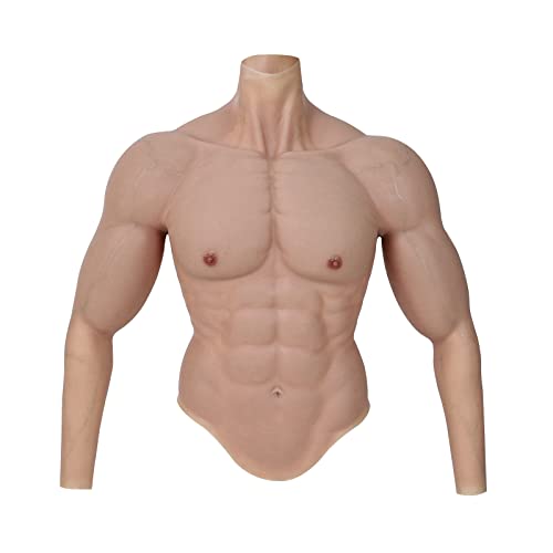 SMITIZEN Silicone Muscle Suit Silicone Male Chest with Arms Realistic Male Fake Muscle Costume for Cosplay Halloween Carnival (Natural)