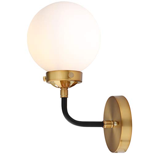 JONATHAN Y JYL9056B Caleb 1-Light 6' Brass Vanity, Contemporary, Transitional, Office, Living Room, Family Room, Dining Room, Kitchen, Bedroom, Bathroom, Hallway, Foyer, Brass Gold/Black