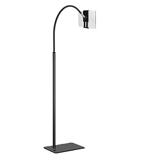 Creatop Tablet Floor Stand with Flexible Gooseneck and Stable Base, Tablet Stand Adjustable 360 Degree Roating Floor Stand for iPad, Cell Phone Within 3.5-9.7 inches, Black