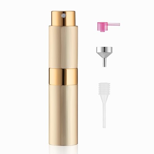LISAPACK 8ml Perfume Atomizer Spray Bottle, 1pcs Travel Cologne Sprayer Refillable, Empty Mini Portable Perfume Dispenser (Gold)