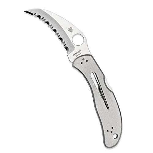 Spyderco Harpy Folding Utility Knife with 2.75' Hawkbill VG-10 Steel Blade and Durable Stainless Steel Handle - SpyderEdge - C08S