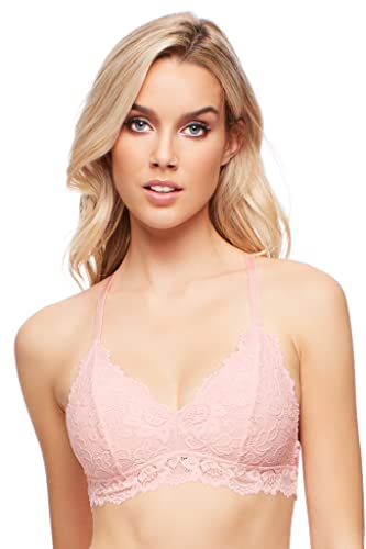 Katie Triangle Bralette for Women, Unpadded and Unlined Wireless Bra, Perfect Adjustable Everyday Lace Lingerie (Medium, Crystal Rose)