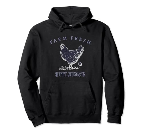 Retro Farm Fresh Butt Nuggets Future Chicken Farmer Pullover Hoodie