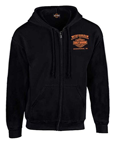Harley-Davidson Men's Custom Freedom Fleece Full-Zip Hoodie - Solid Black (XL)