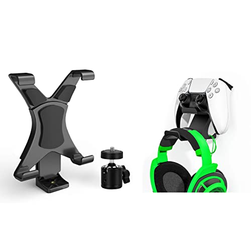 Controller and Headphone Holder Stand for PS5 PS4 Xbox One Switch Pro Gamepad Controller, iPad Tripod Mount Adapter for iPad, iPad Air, iPad Mini, Kindle Fire, Samsung Galaxy Tab, Microsoft Surface
