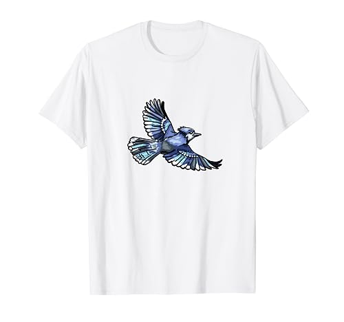 Flying Blue Jay Bird Ornithologist T-Shirt