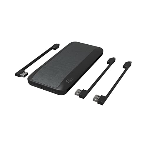 HALO 10000 AC - Contains a 10,000mAh Internal Battery with Built-in AC Wall Plug & Charging Cables - Black