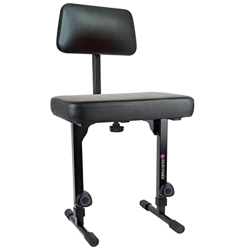 Liquid Stands Piano Bench Adjustable Stool – Music Keyboard Bench with Backrest Seat for Piano Keyboard Stand with Black Padded Cushion for Musicians Piano Stool Chair