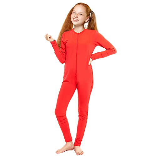 Rocky Kids Fleece Onesie Thermal Pajamas for Boys & Girls (Stay-Soft) Long Sleeve (Red - Small)