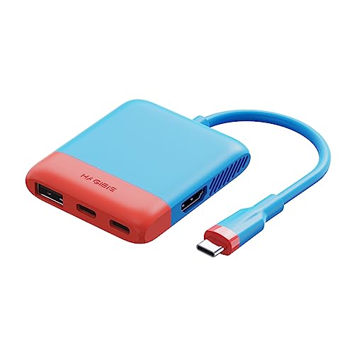 Hagibis Switch Video Capture Card Portable Switch Dock for Nintendo Switch/iPhone 15 Pro Max Live Streaming Gaming USB 3.0 1080P 60Hz Video Recorder,TV Docking Station with 4K HDMI(Blue MS2130 Chip)