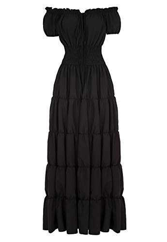 Zhitunemi Renaissance Costume Women Medieval Chemise Dress Peasant Tops Irish Under Dress Black Medium