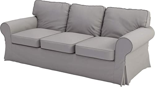 Heavy Cotton Ektorp 3 Seat Sofa Cotton Cover Replacement Compatible with IKEA Ektorp Three Seat Sofa Slipcover (Light Gray Durable Cotton)