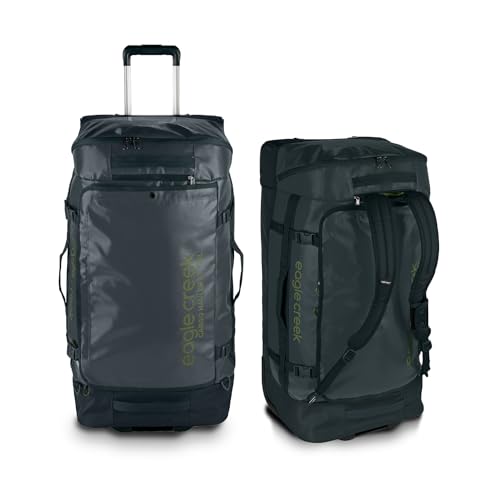 Eagle Creek Cargo Hauler XT 90L Wheeled Duffel Travel Bag with Telescoping Handle and Straps, Lockable U-Lid Opening, Top Compartment, and Compression Straps, Jet Black - 90L/29'