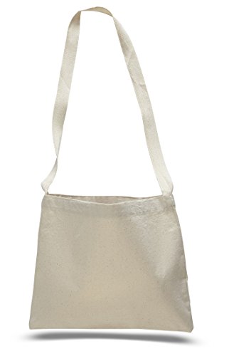 Cross Body Canvas Totes Small Messenger Tote Bags Long Shoulder Straps (Set of 6, Natural)