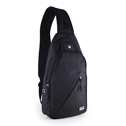 Peak Gear Compact Sling Bag, Crossbody Bag For Men, Travel Purses Anti Theft Crossbody Shoulder Day Bag, Lifetime Lost & Found ID | Black