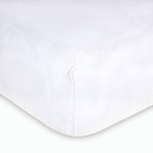 Burts Bees Baby Solid Fitted Crib Sheet Organic Cotton BEESNUG - Cloud White, Fits Unisex Standard Bed and Toddler Mattress, Infant Essentials, 52 x 28 Inch 1-Pack