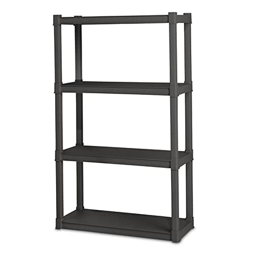 STERILITE 01643V01 4 Shelf Durable Solid Surface Shelving Unit, 34.5 x 14.375 x 57 inches, Flat Grey