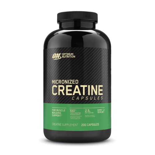 Optimum Nutrition Micronized Creatine Monohydrate Capsules, Keto Friendly, 2500mg, 200 Capsules (Packaging May Vary)