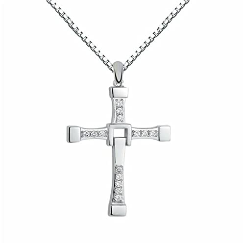 Tencent Dominic Toretto's Cross Pendant Necklace Titanium Steel Hip-hop Necklaces Gift for Men and Women Fast and Furious Movie Fans