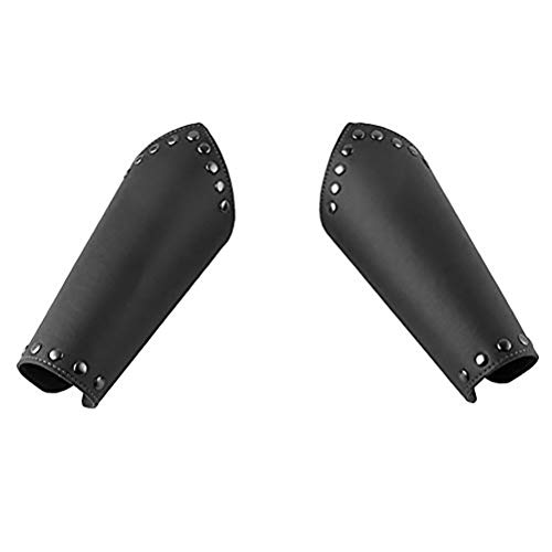 HZMAN Faux Leather Arm Guards - Medieval Cross Bracers - One Size (Black)