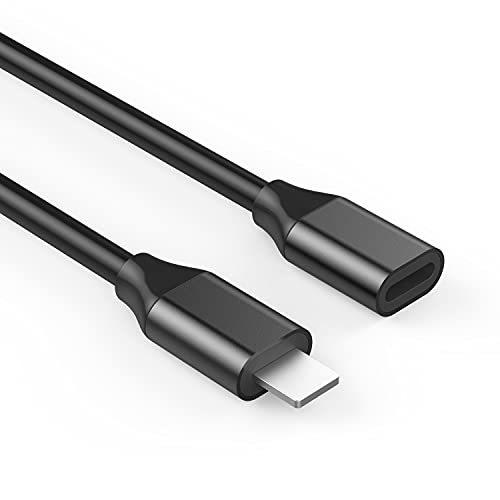 EMATETEK iOS Extension Connector Cable Adapter Transfer Video Audio Data and Charge. Male to Female 1PCS iOS Extender Cord Made of Balck Aluminum & PVC. (3.3Ft / 1M)