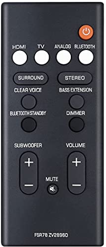 Amtone Replacement Remote Control FSR78 ZV28960 for Yamaha ATS-1060 ATS1060 ATS-1070 ATS1070 YAS106 YAS-106 YAS207 YAS-207 YAS107 YAS-107 High Fidelity Bluetooth Soundbar System