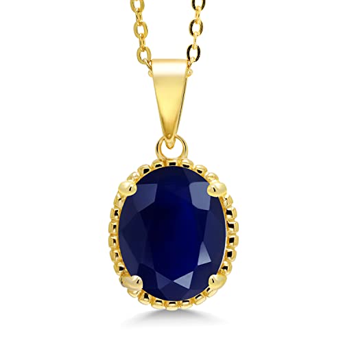 Gem Stone King 925 Sterling Silver Oval Gemstone Birthstone Pendant Necklace For Women | Oval 11X9MM | With 18 Inch Chain