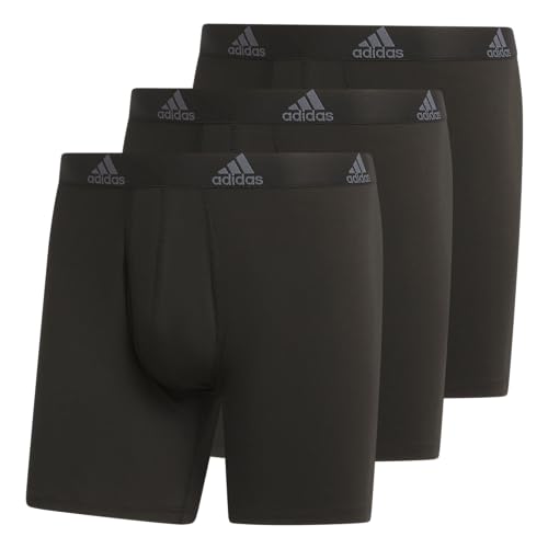 adidas Men's Performance Stretch Cotton Boxer Brief Underwear (3-Pack) Designed for Active Comfort and All Day wear, Black/Onix Grey, Large