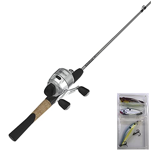 Zebco 33 Platinum Spincast Reel and Fishing Rod Combo, 5-Foot 6-Inch 2-Piece Fiberglass Rod with EVA/Comfortable Cork Handle, Instant Anti-Reverse Fishing Reel, Including 3-Piece Tackle Kit, Silver