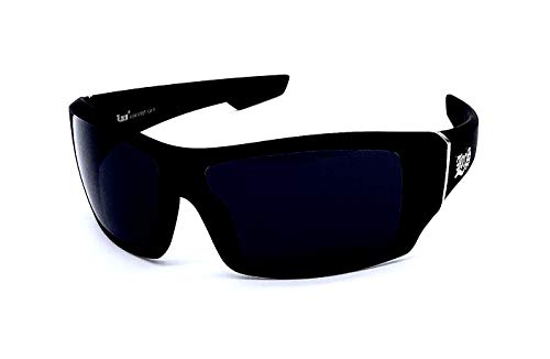 Locs Men's Rectangular Hardcore Wrap 63mm Sunglasses (Matte Black Rubberized Finished)