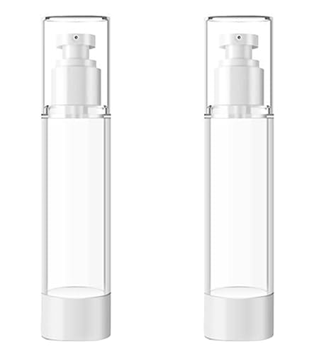 2 Pcs 120ml 4oz Clear Airless Pump Bottles Cosmetic Cream Pump Bottle Lotion Dispenser Bottles Leak Proof Travel Pump Bottles Containers for Toiletries for Toner Face Cream Essential Oil