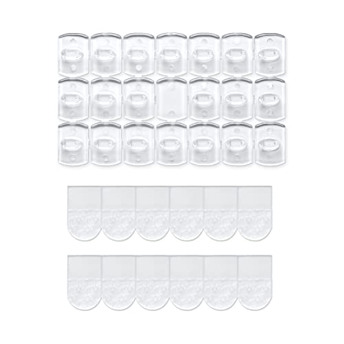 JELLYSUB 100 Clips+120 Strips, Clear, Indoor Mini Light Clips with Adhesive Strips, Damage Free Clips for Christmas/Festival Decoration, Removable Mini Wall Hooks for Hanging, Value Pack