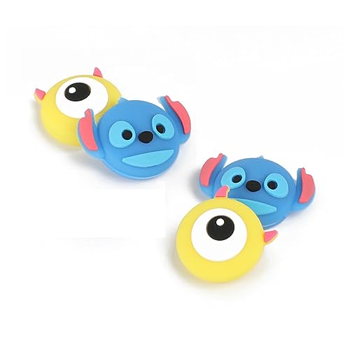 PERFECTSIGHT Cute Switch Thumb Grip Cap Compatible with Nintendo Switch OLED Joy-con/Lite, 4PCS Cartoon Joystick Caps, Kawaii Skin Grips Button Stick Cover Controller 3D Analog Kit (Stitch & Mike)