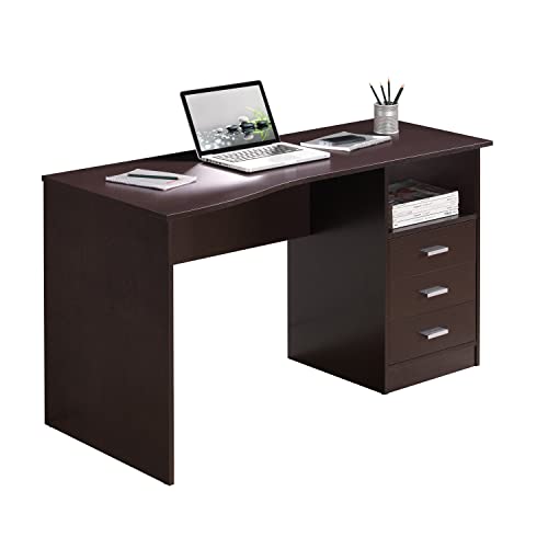 Techni Mobili Classic Computer Desk with Multiple Drawers, 29.5' x 23.6' x 51.2', Wenge