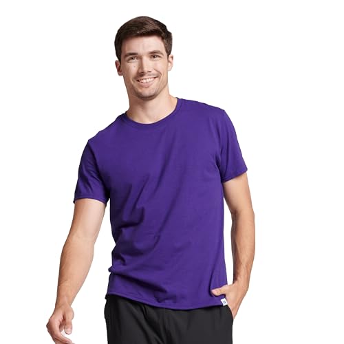 Russell Athletic mens Cotton Performance Short Sleeve T-shirt T Shirt, Purple, Large US