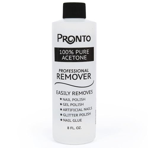 Pronto 100% Pure Acetone - Quick, Professional Nail Polish Remover - For Natural, Gel, Acrylic, Sculptured Nails (8 FL. OZ.)